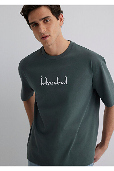 Mavi Tricou verde cu imprimeu Istanbul, cu croiala relaxată / confortabilă 06...