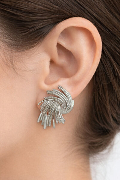 Crc Bijuteri أقراط فضية عتيقة - أقراط نسائية فضية عتيقة ملتوية