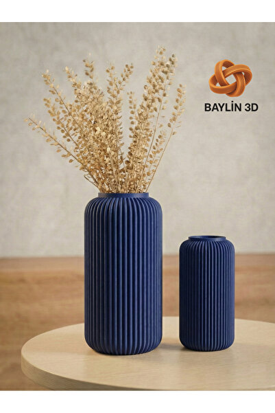 Baylin3D Modern 2'li Set Dekoratif Vazo Ev Dekorasyon 3D Tasarım