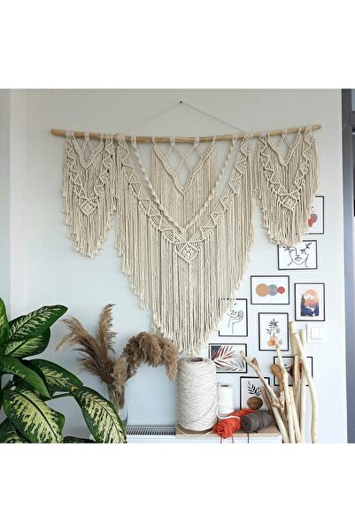 marymakrome Makrome Macrame Duvar Süsü Süs Ekru Ip Dekoratif Tasarım Özel Hed...