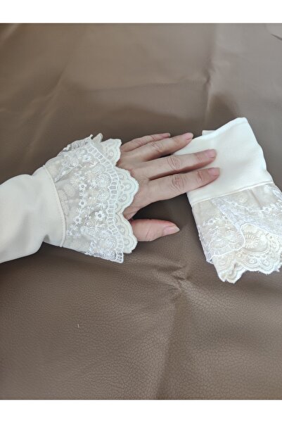 Sevdiğineal Krem rengi güpürlü kolluk uzatıcı manşet