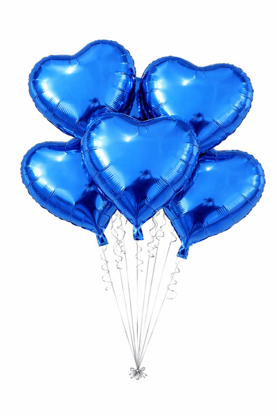 Parti dolabı 5 Pieces Navy Blue Heart Foil Balloons 45 cm Dark Blue Boy 1 Yea...