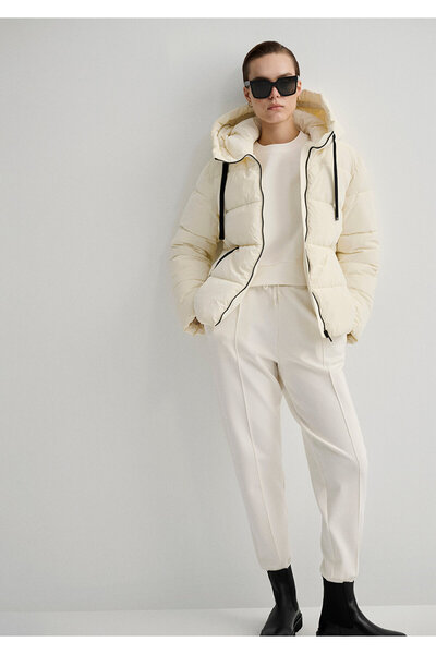 Mavi Palton puf ecru cu glugă 1110043 -83043