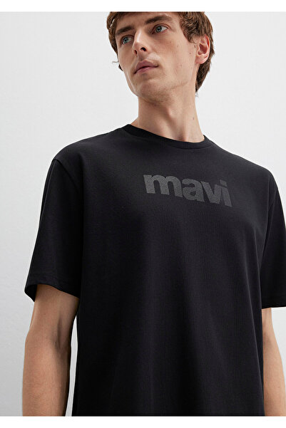 Mavi Tricou negru imprimat cu sigla, cu croiala larga 0611807-900