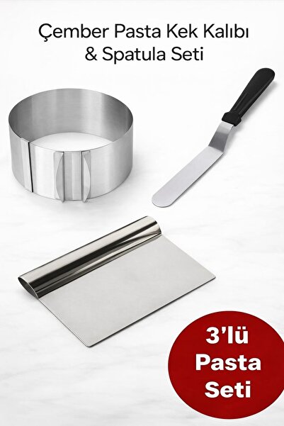 Kitchen Beauty 3 'Lü Set Pasta Sıvama Spatulası Çelik Spatula Hamur Kazıyıcı ...