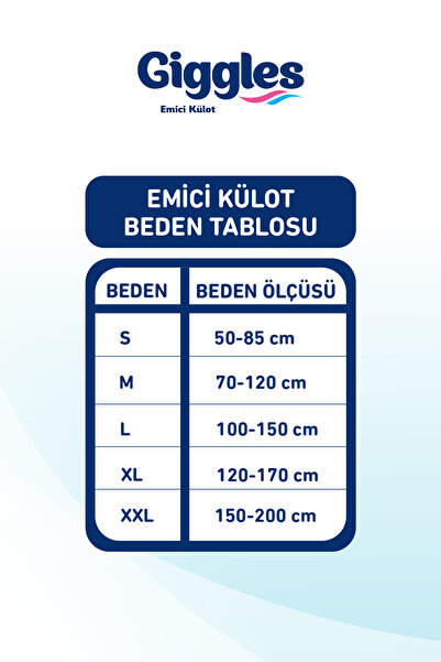 giggles Yetişkin Emici Külot Bez Büyük Boy (L) Bel Ölçüsü 100-150cm Islaklık Göstergeli - 4 paket 12