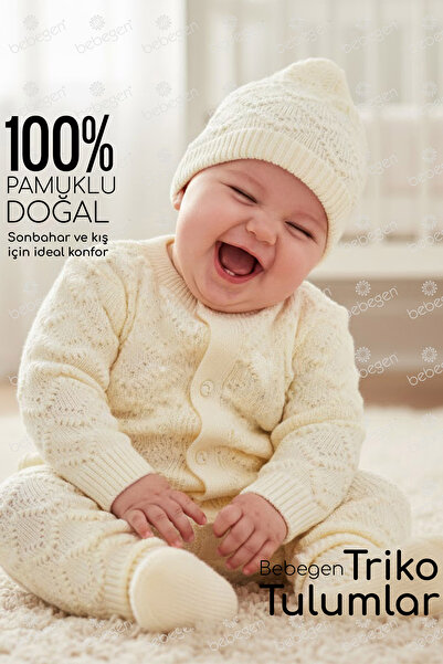 bebegen Krem Bebek Triko Patikli Tulum