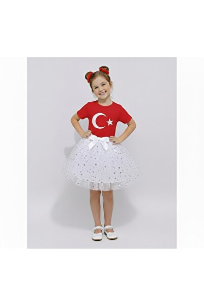 Ceylin Fashion Kız Çocuk Ay Yıldız Tüllü Astarlı Hayal Tüllü Tütü Etek CF-25038