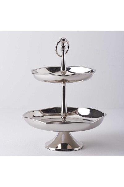 Linens Wawe 21x27x34 cm 2 Katlı Servis Gümüş