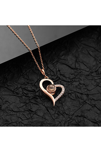 Hediyesepeti 100 Dilde Seni Seviyorum 925 Ayar Gümüş Rose Kaplama Zirkon Taş ...