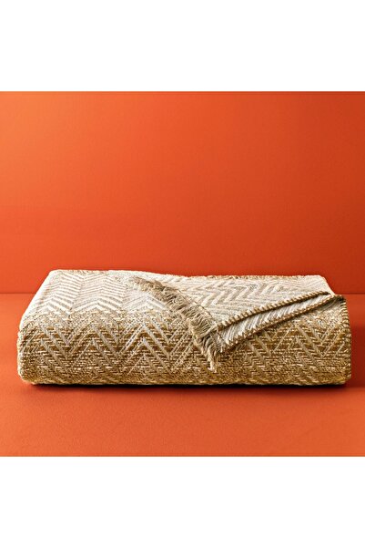 Taç Butik Brüj Pamuklu Çift Kişilik Battaniye Bej