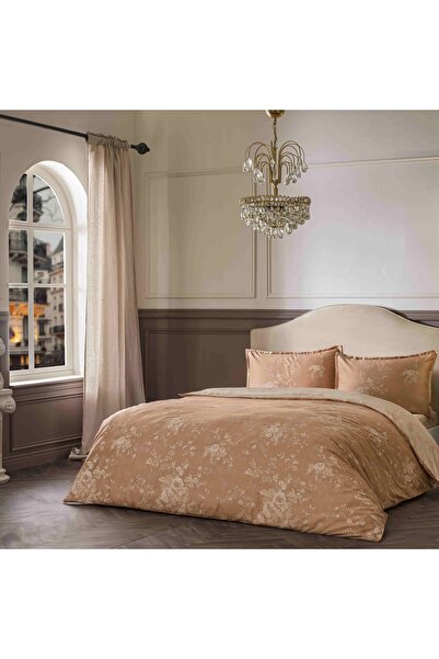 Linens Set de lenjerie de pat din satin de bumbac Allday Preau, culoare somon