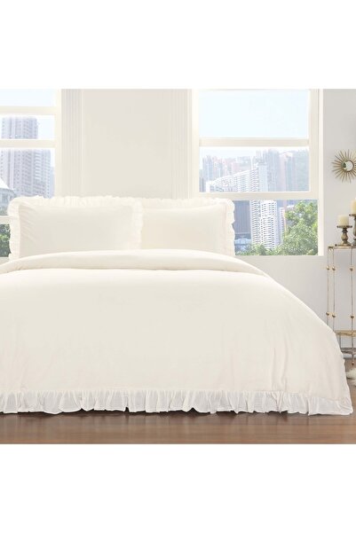 Taç Galena Double Duvet Cover Set Ecru