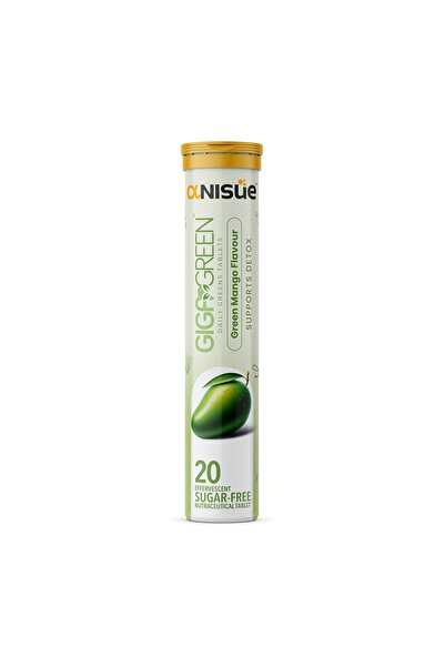 ANISUE Gigagreen Green Mango - Daily Greens Vitamin B12 - Effervescent Tablets for Detox