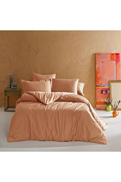 Linens Mix&Match Cotton Satin Double Satin Duvet Cover Orange