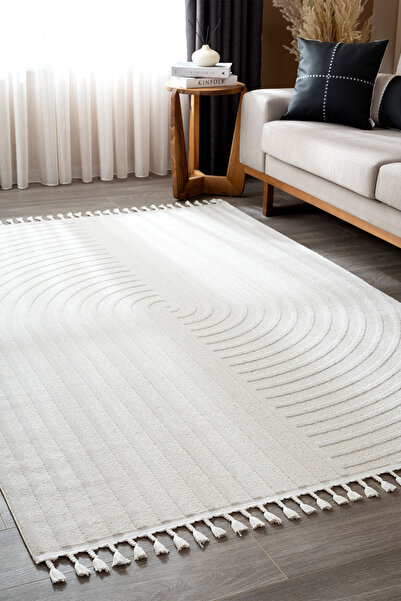 Koza Halı Malta Iskandinav Krem Halı Salon Oturma Odası Yatak Odası Koridor M...