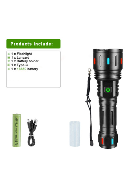 Choice مصباح يدوي LED فائق القوة B-900W 18650 بقوة 20000000 لومن، قابل لإعادة...