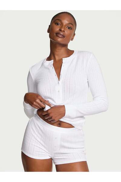Victoria's Secret Henley Pointelle Kısa Şortlu Pijama Takımı