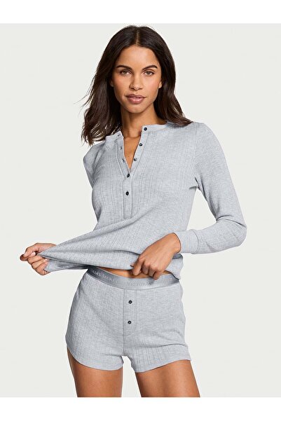 Victoria's Secret Henley Pointelle Kısa Şortlu Pijama Takımı