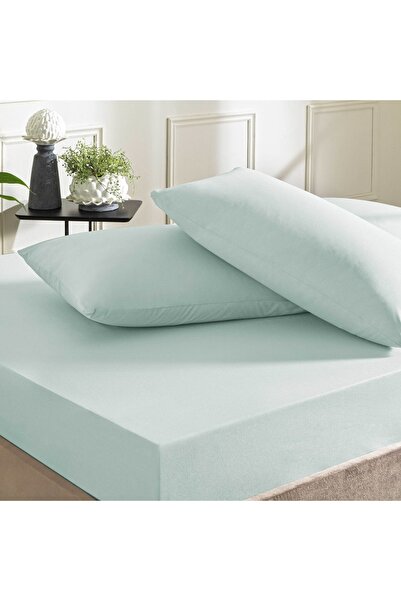Taç Ranforce Lastikli Queen Size Çarşaf Set Mavi
