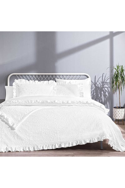 Taç طقم غطاء لحاف سرير مزدوج أبيض من أوكتافيا