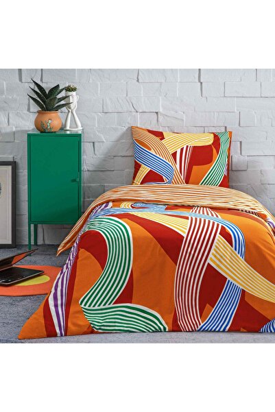 Taç Taç Meadow Ranforce - Single Orange Duvet Cover Set