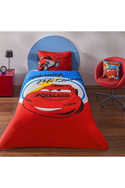 Taç Lisanslı Disney Cars Mcqueen Tek Kişilik Pamuk Nevresim Takımı