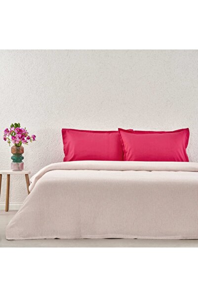 Taç Plain Viskoz Çift Kişilik Çok Amaçlı Set Fuşya