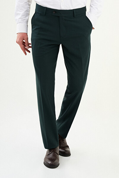 Mcr Straight Slim Fit Classic Men's Trousers Emerald - 38338.26Y