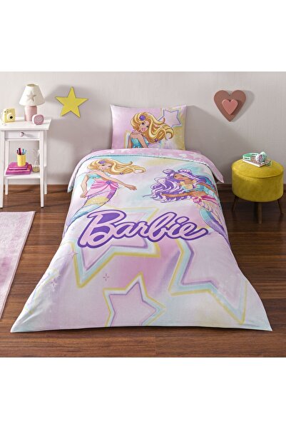 Taç Set de lenjerie de pat din bumbac cu licență Barbie Mermaid