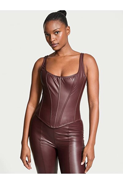 Victoria's Secret Klasik Deri Görünümlü Büstiyer Takımı
