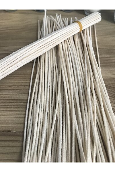 BlueDaisyCandle 25 Cm sert mumlanmış Fitil ( 60 Adet ) Yüzde Yüz Pamuk Ipinden Hazır Sert Mumlanmış Mum Fitili