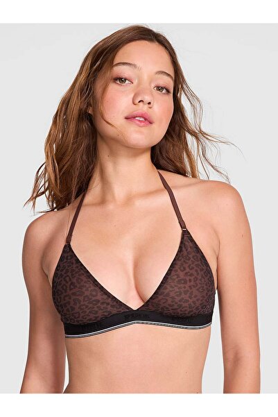 PİNK Logolu Tül Halter Üçgen Bralet