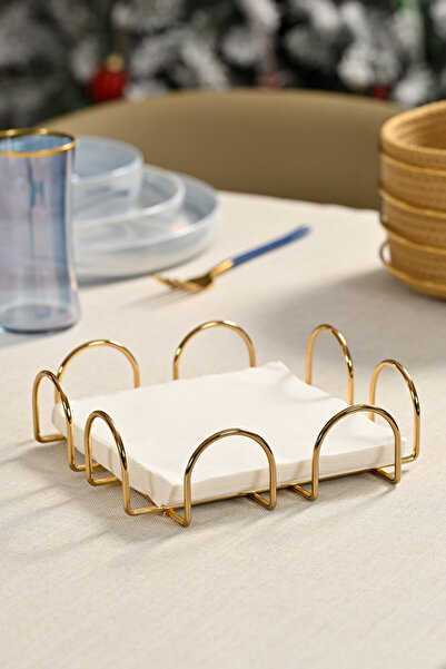 Edora Home Altın Kare 18 Cm Peçetelik, Kafe, Restoran, Otel, Mutfak Sofra Büy...