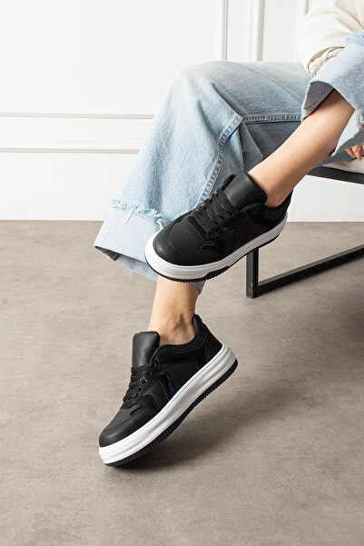 eformoda by emre yılmaz Μαύρο και άσπρο γυναικείο sneaker Mrj1006