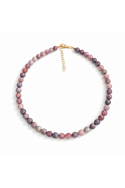 Cunda Doğal Taş Design Mor Kuvars ( Madagaskar ) (8mm) Doğaş Taş Kolye