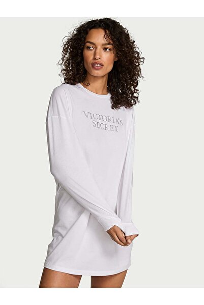 Victoria's Secret %100 Pamuklu Uzun Kollu Uyku Tişörtü
