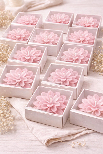 Minii Tuhafiye 50 Adet Süslemesiz Kutulu Pembe Lotus Mum - Söz, Kına, Nişan, ...