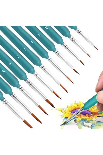 Choice مجموعة فرش طلاء صغيرة خضراء مكونة من 10/11 قطعة، مع مقبض مريح - مناسبة