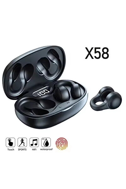 Choice سماعات أذن TWS X58 لاسلكية تعمل بتقنية التوصيل العظمي باللون الأسود، س...