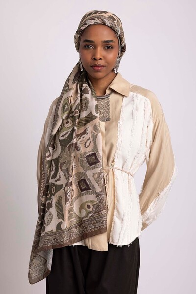 Ayshara Glazed Motifs Collection - Çınaraltı Single-Sided Shawl