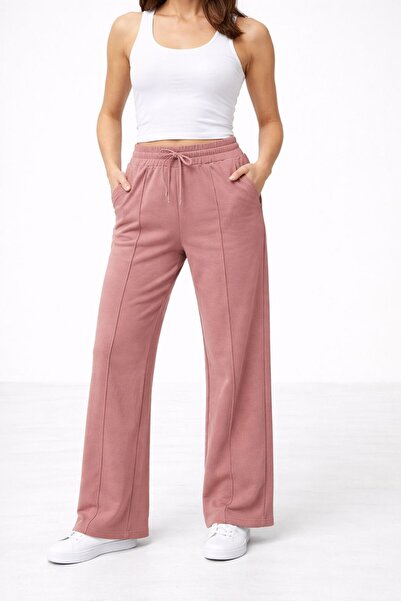 POLYMOOD Ženske smeđe trenirke, ležerne pantalone kroj sa širokim nogavicama