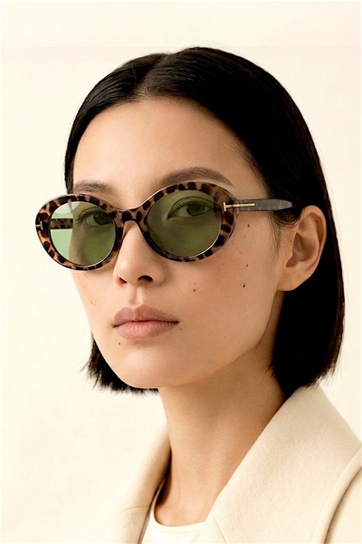 REN EYEWEAR نظارات شمسية بيضاوية الشكل بإطار من الزجاج الأخضر للنساء من سيينا...