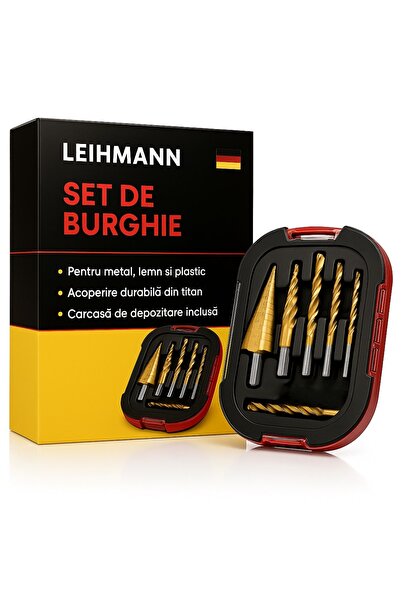 LEIHMANN Set burghie metal 6 piese acoperite cu titan