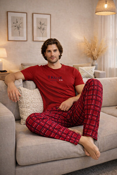 lacelove Nisanca Summer Short Sleeve 100% Cotton Men's Pajama Set - Father's ...