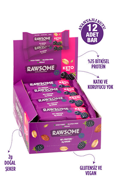 Rawsome Ketojenik Berry protein Bar 12 Adet
