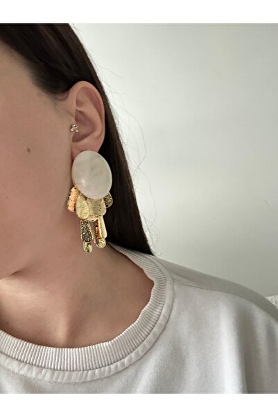 Charmist Akrilik Püsküllü Oval Küpe