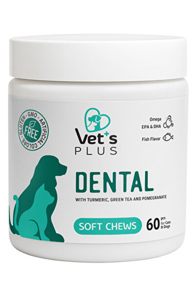 Vet's Plus Dental Çiğnenebilir Tablet 60'lı (Diş Sağlığı Destekleyici, Kedi v...