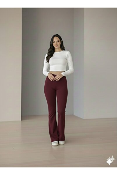 ECEYLÜL MODA SCUBA KREP evazat TIGHTS PANTALONI (preț de lansare pe termen sc...