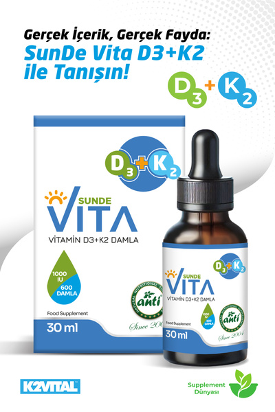 anti Sunde Vita D3 K2 Vitamin Damla | 600 Damla - 30 ml | D Vitamini & K Vita...